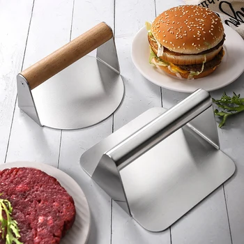 Rozsdamentes acél hamburger hús nyomja meg a Kerek, szögletes háztartási konyhai kézi hús nyomja meg a penész steak nyomja meg a lemez Konyhai Eszköz