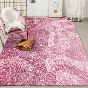 Rózsaszín Csillogó Nagy Szőnyeg, Konyha, csúszásmentes Szőnyeg Lány Bedroom Díszítésére 120x160cm Nagy Területen Nappali Szőnyeg perzsa Szőnyeg