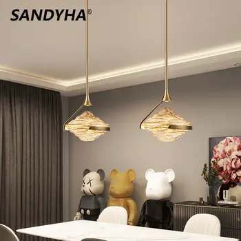 SANDYHA Medál Lámpa, Modern, Egyszerű Luxus Vas Csillár Led Fény Étkező Csillogás Salon Design Luxe lakberendezés