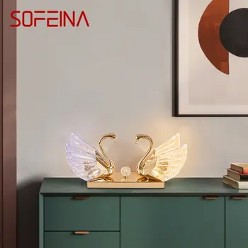 SOFEINA Modern Hattyú Kristály asztali Lámpa Kreatív Design asztali LED Lámpa Dekoráció Az Otthoni Nappali
