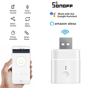 SONOFF Wifi Mini USB Adapter Micro 5V Vezeték nélküli Smart Power Kapcsolót Támogatás eWelink APP Ellenőrzési Alexa, a Google Főoldal Automatizálás
