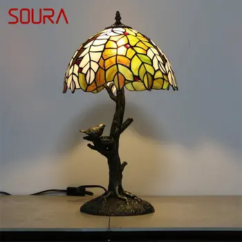 SOURA Tiffany asztali Lámpa, Modern LED Színes asztali Lámpa Kreatív Otthon Hálószoba Dekoráció