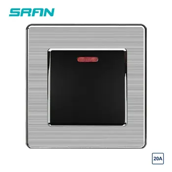 SRAN 20A Kapcsoló, LED-es Rozsdamentes Acél Panel Konyha, Víz, Fűtés Be / Ki Fali Kapcsoló légkondicionáló Nagy teljesítményű Vezérlő