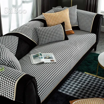Siiboo chenille houndstooth minta nem csúszik vissza kanapé fedezze nappali dekor francia elegáns, egyszerű stílus sp6291