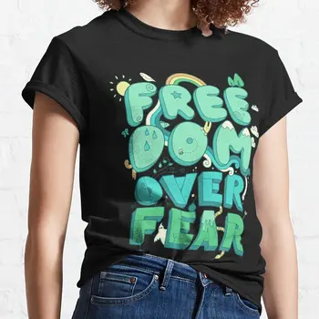 Szabadság a Félelemtől T-Shirt pólók női laza fit Esztétikai ruházat, nyári felső, Női pamut póló