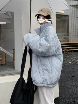 Szilárd Kabátok Női Stand Gallér koreai Összes mérkőzés Őszi Téli Egyszerű Streetwear Alkalmi Meleg Cipzár Elegáns Outwear Népszerű Inek