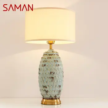 SÁMÁN Modern Kerámia Tábla LED Kreatív Divatos ágy mellett, asztali Lámpa, Otthoni Nappali, Hálószoba Hotel Dekoráció