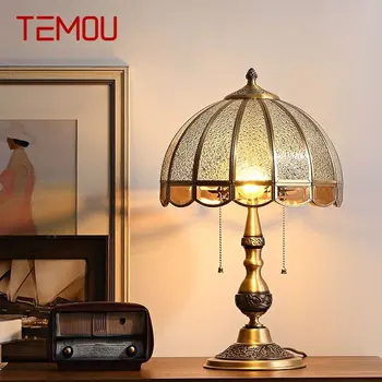 TEMOU Modern Réz asztali Lámpa LED-es Retro Kreatív Európai Üveg asztali Lámpa Otthoni Nappali, Hálószoba Éjjeli Dekoráció