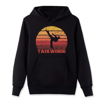 Taekwondo Tae Kwon-Do-koreai Harcművészetek Kick Fekete Mma Küzdelem Férfi Kapucnis Férfi Kapucnis Pulóver Cipzáras Pulóver Streetwear