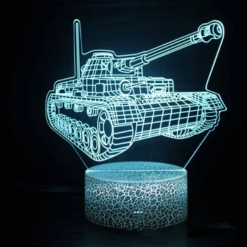 Tank Éjszakai Fény Gyerekeknek 3D-s Illúzió Este Lámpa 16 Színek Módosítása a Remote Control Room Decor Ajándékokat a Gyerekek, Fiúk, Lányok