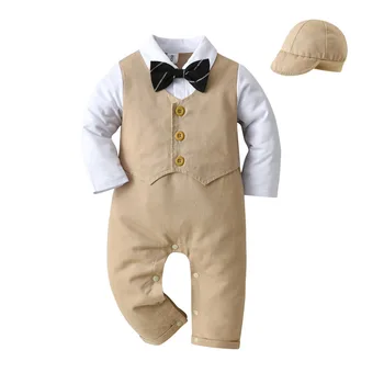 Tavasz, ősz Brit játszó fiú baba táska fing kezeslábas ruha stílusú ruha fotózás