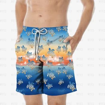 Tengeri élet nyomtatás férfi beach nadrág vékony, gyorsan száradó beach szörfözés beach nadrág alkalmi nadrág