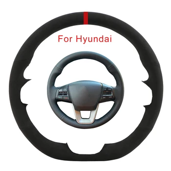 Testre Autó Eredeti Kormánykerék Fedezni Hyundai ix25 2014-2017 Puha, Izzadság-Elvezető Kézi Varrás Velúr Kormányzás Pakolás