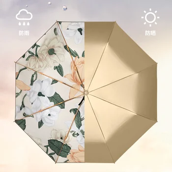 Titán Kettős Réteg Esernyő Nap UV-Védelem Napernyő, Esővédő 3 Összecsukható Napos, Esős Kettős felhasználású Napernyő Nők, Férfiak