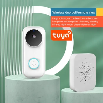 Tuya Okos Vizuális Csengő Vezeték nélküli HD Videó Ajtó Telefon Infravörös éjjellátó Intelligens Wifi Csengő Távoli felügyelet