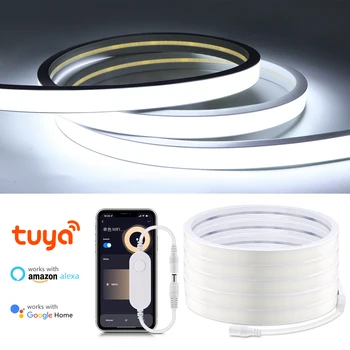 Tuya Okos WiFi Neon COB LED Szalag Lámpa 320leds/M LED Szalag Intelligens Otthon Hálószoba falára Konyha Szekrény Világítás