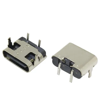 TÍPUS C-2P Vízszintes Függőleges Közvetlen Plug Női Aljzat 90 Fokos, Két-Pin-Testület Egyszerű USB-Gyors Töltés Felület (10db)