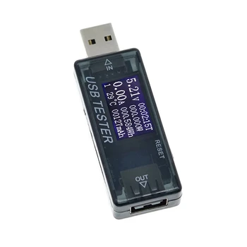 USB Tesztelő Digitális Voltmérő Volt Méter Power Bank Wattmeter Feszültség Teszter Fekete