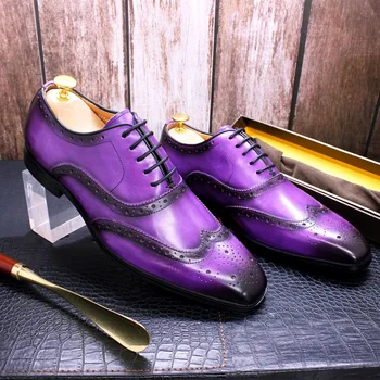 Valódi Bőr Oxford Férfi Lakások Brit Stílus Bullock Cipő P30D50