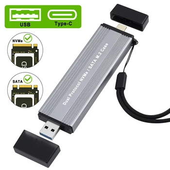 W306 SSD Merevlemez USB-C-Típusú Kettős Felület USB3.1 Gen2 SSD Esetben, Plug and Play 10Gbps a M2 NVMe PCIe/M. 2 SATA SSD