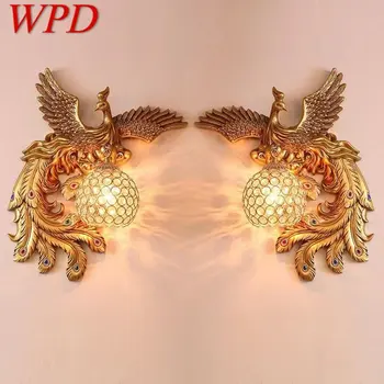 WPD Modern Gyanta Fali Lámpa Évjárat LED Arany Kreatív FengHuang Gyertyatartó Lámpa Dekoráció az Otthoni Nappali, Hálószoba