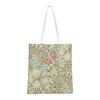 William Morris Művészeti Élelmiszert Vásárolni Vicces Nyomtatás Vászonra Vásárló Váll Táska Virágos Textil Mintás Táska