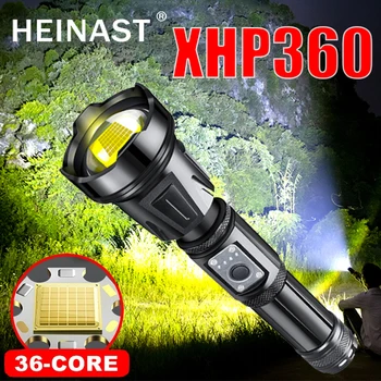 XHP360 Erős Lámpa USB Újratölthető Taktikai Zseblámpa 18650 Cserélhető Akkumulátor Fény Zoom Lámpa Teljesítmény Kijelző