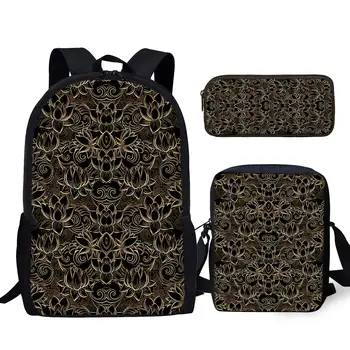 YIKELUO Arany Bohém Lotus Design, Kényelmes, Állítható vállpánt Márka Hátizsák Messenger Bag Diák tolltartó Ajándék