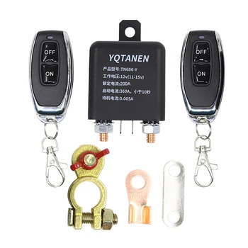 YQTANEN 12 V-os Autó Akkumulátor Relé Vezeték nélküli Távirányító Akkumulátor, húzza ki Kapcsoló Akkumulátor Vágott főkapcsoló 2 Távirányítóval