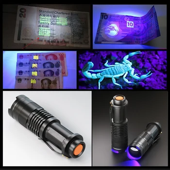 ZK30 Nagyítható UV LED-es Zseblámpa, Mini LED-Zseblámpa 395nm blacklight Hullámhossz Lila Fény Pet Vizelet Skorpió Női Érzékelő