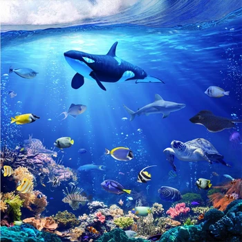 beibehang Kék tengerfenék világ delfin 3D stereotactic háttér fal, padló, festés testreszabása nagy fali tapéta