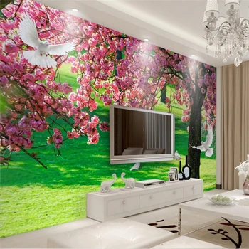beibehang Sakura fa, TV, kanapé, hálószoba háttér fal egyéni nagy freskó selyem selyem kendővel környezeti háttérkép