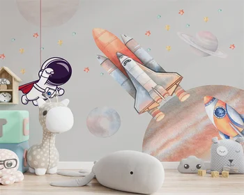 beibehang Szabott modern skandináv rajzfilm, kézzel festett űrhajó űrhajós autó gyerekszoba háttérképet