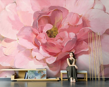 beibehang papier peint Amerikai kézzel festett rózsaszín virág virág nettó vörös TV háttér tapéta freskó egyedi 3d-s kanapé háttérkép
