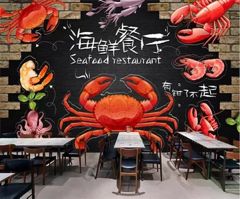 beibehang saját háttérképet a divat, 3d-s fotó falfestmény, eredeti, kézzel festett tenger gyümölcsei étterem háttérképek freskó 3d-s cucc de parede