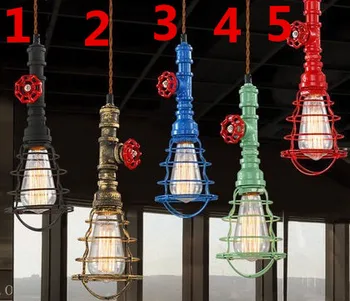kötél lámpa DIY loft retro ipari vintage Steampunk víz Cső színes medál lámpa e27 kender kötél fény bár kötél lámpa