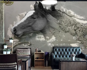 tapéták lakberendezés Egyedi 3d háttérkép freskó 3D sztereó megkönnyebbülés absztrakt fehér ló TV háttér fal cucc de parede