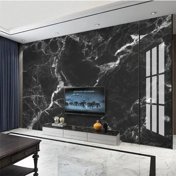 wellyu Egyéni nagy falfestmény divat lakásfelújítás, modern, világos luxus sötét szürke fekete márvány kő fali tapéta