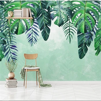 wellyu Skandináv minimalista, kézzel festett friss trópusi levelek TV kanapé fal egyéni nagy falfestmény háttérkép cucc de parede