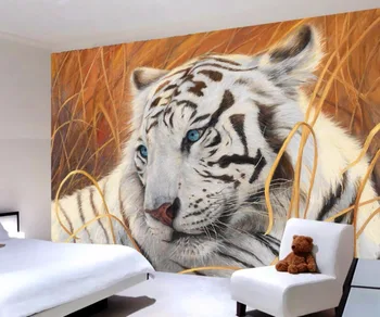wellyu Szabott nagy falfestmény fehér tigris festmény háttér fal nappali, hálószoba falfestmény, otthon dekoráció 3D háttérkép