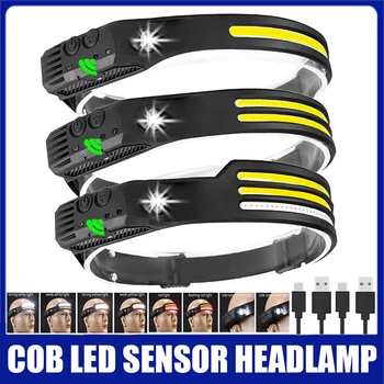 ÚJ Érzékelő Fényszóró COB LED fényszóró Zseblámpa, USB Újratölthető Head Zseblámpa 8 Világítási Módok Fej Fény, Beépített Akkumulátor