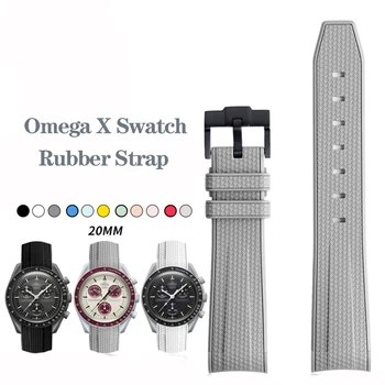 Új Hajlított Vég Hullám Minta Heveder az Omega X Swatch Közös MoonSwatch Sorozat Vízálló Sport Szilikon Watchband Férfiak Nők 20mm