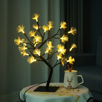 Új LED Optikai Szál Virág, Fa, Lámpa Szoba Éjjeli Dekoráció Otthon Ajándék Éjszakai Fény