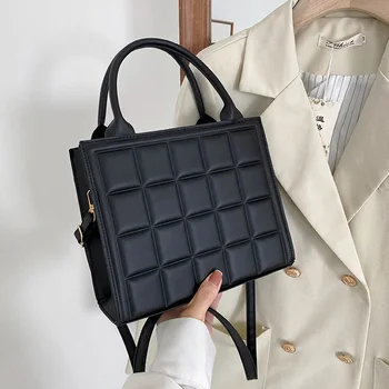 Új Luxus Táskák Tervező Nők Váll Táska Divat Kockás PU Bőr Kors Táskák, Négyzet Kicsi, Felső-kezelni Tote Bags