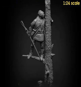 Új Összeszerelt 1/24 75mm ősi harcos állni a fa Gyanta Ábra Festetlen Modell Készlet