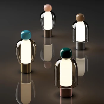Üveg Lámpa Minta Szoba Dekoráció Asztali Lámpa Gomba Tompítása Hordozható Újratölthető Hálószoba Asztali Lámpa