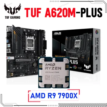 TUF JÁTÉK A620M-PLUSZ DDR5 ASUS Alaplap Socket AM5 az AMD Ryzen 9 7900X Processzor CPU Kombinált Asztali DDR5 128GB Alaplap