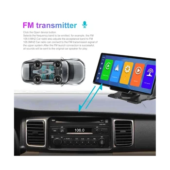 Vezeték nélküli Carplay Hordozható Autó Sztereó Android Auto, 9.3 Hüvelykes HD Érintőképernyő, Bluetooth, Hátsó Biztonsági Kamera TF Kártya